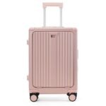 New multifunctional trolley case with front opening, portable, durable travel case, aluminum frame, password business suitcase