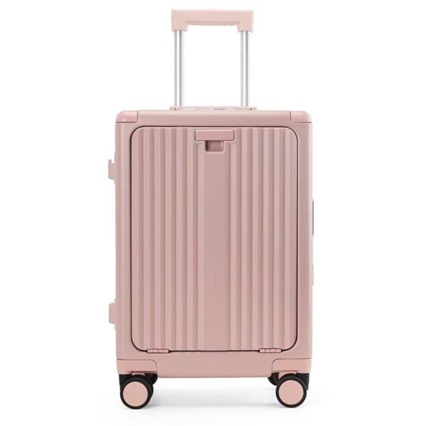 New multifunctional trolley case with front opening, portable, durable travel case, aluminum frame, password business suitcase