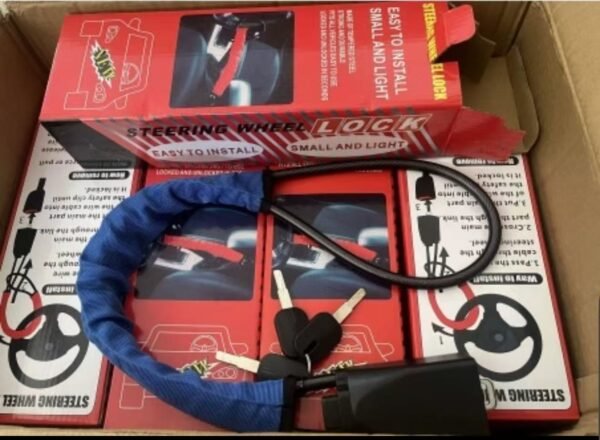 Car Steering Wheel Lock,  Thickened Steel Wire, and Fine Stitched Edges,  Easy to Store, Fits Most Vehicles, SUVs.Blue